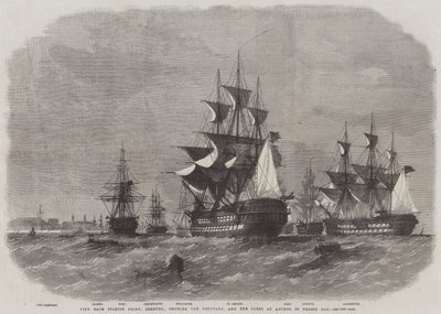 View from Spanish Point, Bermuda, showing the Dockyard, and the Fleet at Anchor in Grassy Bay by Edwin Weedon